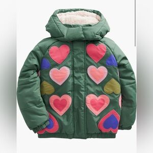 Mini Boden heart appliqué puffer jacket size 6-7